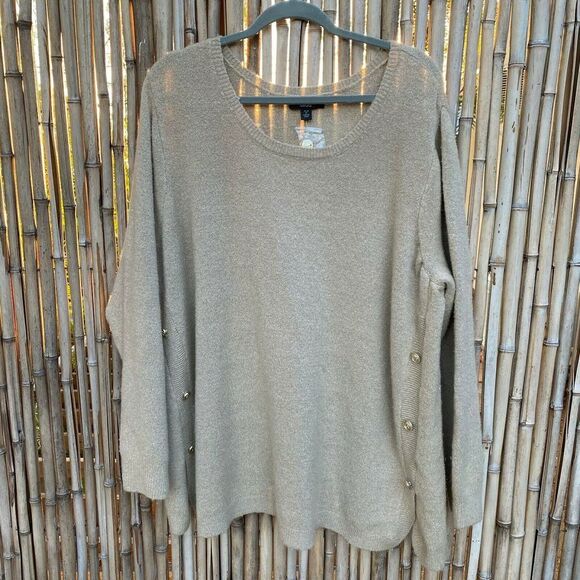 Ellos Plus Size Women Side Slit Crew Neck sweater - Picture 1 of 5